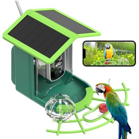 Futterautomat für Vögel im Außenbereich, KI-Vogelidentifikation mit Nachtsicht in HD 4K, IP65 wasserdichter Vogeltränke-Automat für den Außenbereich mit Solarpanel, automatischer Aufnahme und sofortig (1/5)