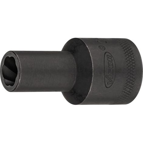 VIGOR Spiralnutenausdreher-Einsatz, 1/2 (12,5 mm) Vierkant hohl, Außen Schraubenausdreher Profil, SW 10 mm (1/4)