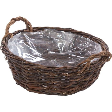 Portafiori con manici in vimini grezzo, Ø30H10 cm (kit da 3) (1/2)