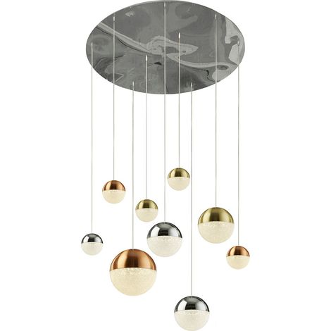 Plafoniera Contemp Pianeti Acciaio Cromo Policarbonato Ottone Led 78W 4000K (1/4)