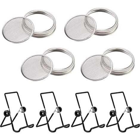 Couvercle pour germination, accessoires pour kits de germination, couvercle en acier inoxydable pour bocaux de germination, kit de germination pour bocaux à ouverture de 86 mm (1/5)