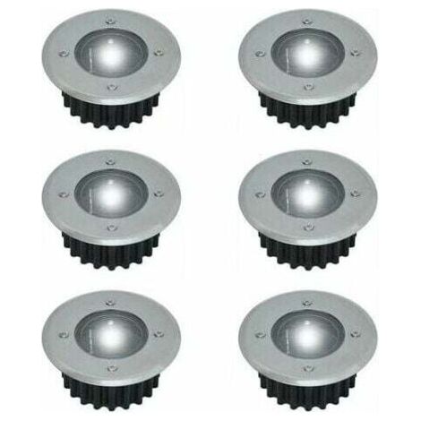 Lot de 6 spots LED solaires encastrables ronds 85mm – Acier inoxydable – Résistants aux intempéries – Autonomie 8h – Lumière blanche (1/5)