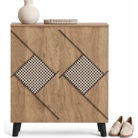 CHICFURN Zapatero 80x32x91 cm acabado madera, puertas cerradas, para recibidor compacto (1/5)