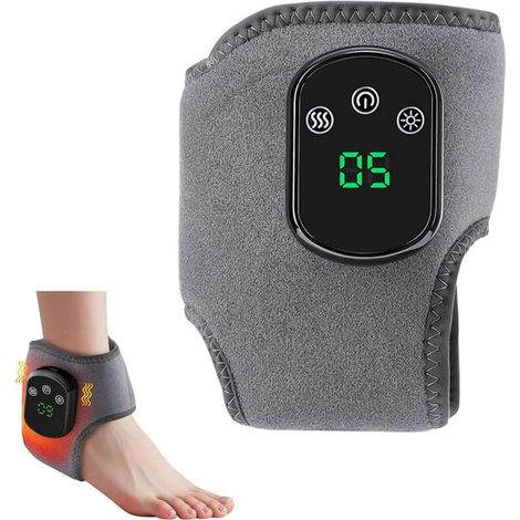 Masajeador eléctrico de pies - tipo correa de tobillo - 5 niveles de calor - 3 niveles de vibración - gris (1/5)