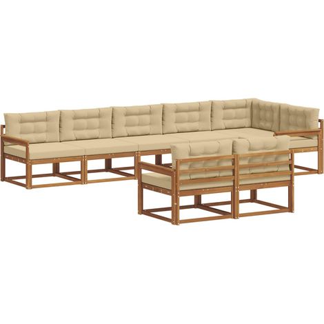 Conjunto de sofás de exterior 8 uds. Natural y Beige vidaXL (1/5)