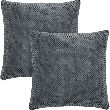 Lot de 2 Housses de Coussins 45x45cm Rectangulaire Coussin Exterieur en Velours Salon Moderne pour Chambre Confortable gris (1/4)