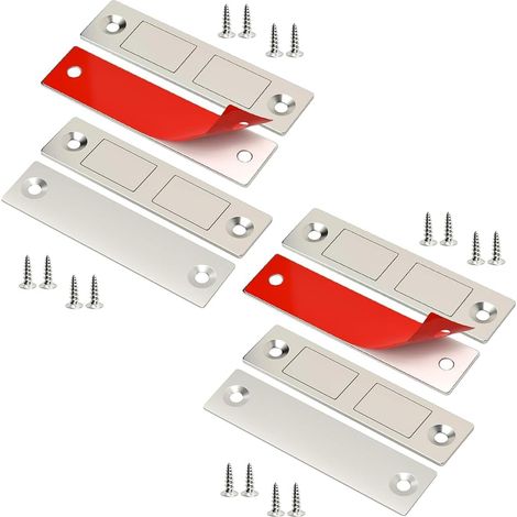 Aimant Porte Placard Puissant Lot de 4 Aimant Plat Ultra Mince Aimant Pour Porte De Placard Aimant A Visser Fermeture Magnetique Pour Tiroir Armoire Porte Coulissante Aimants Forts Invisibles (1/5)