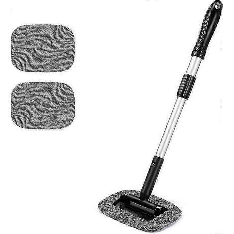 Brosse de lavage auto télescopique avec 2 lingettes en microfibre, outil de nettoyage de pare-brise avec manche extensible, kit de brosse de nettoyage auto (1/4)