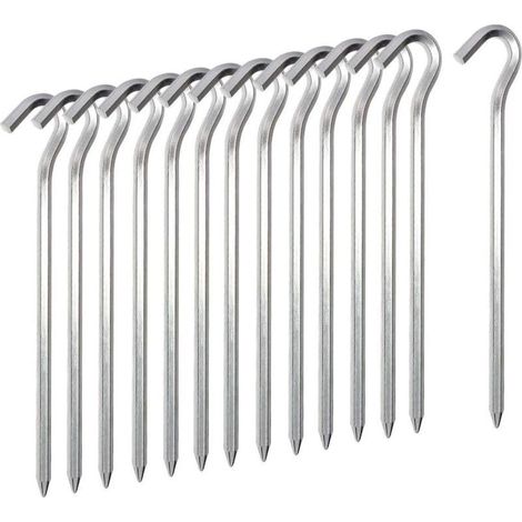 Piquet de tente 14 PCS, crochets de tente en métal de 18 cm, tente légère en alliage d'aluminium Piquets de sol durs piquets de jardin clous pour auvent de camping bâche de filet de voyage (1/5)
