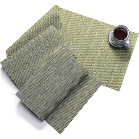 Chemin de table effet bambou, surface antidérapante à rayures en PVC isolant, idéal pour les repas, les mariages et les bars. (1/5)
