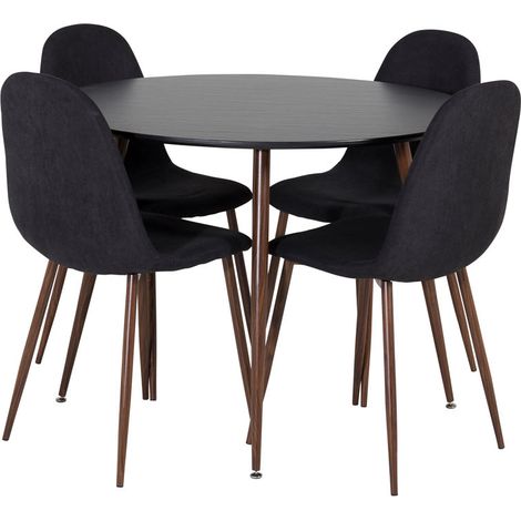 PlazaBLWA100 ensemble table, table noir et 4 Polar chaises noir. (1/5)
