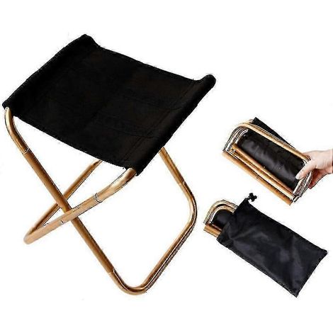 chaise pliante portable mini dorée avec sac, tabouret pliant compact ultraléger en aluminium avec (1/4)