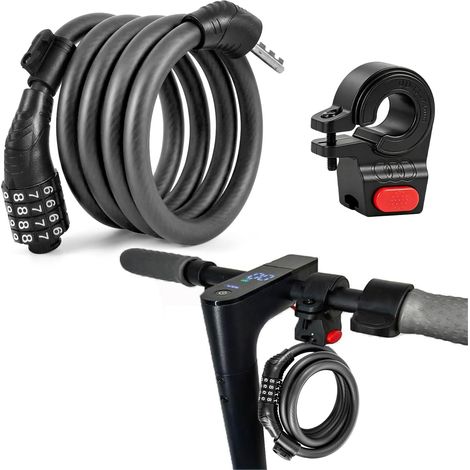Antivol Trotinette Electrique Antivol Pour Scooter électrique,120cm x 12mm Antivol pour vélo, antivol pour scooter et moto avec câble en acier de 12 talons et code intelligent à 4 chiffres (1/5)