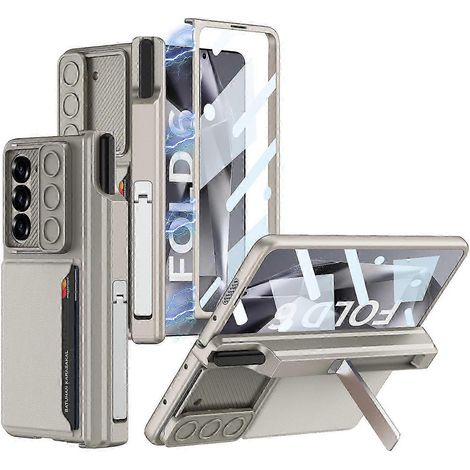 Coque pour Samsung Galaxy Z Fold 6 avec support S Pen, protection d'écran intégrée, béquille, coque intégrale avec cache appareil photo et emplacement pour carte