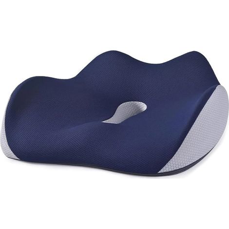 Coussin de siège orthopédique, Coussin de siège Serene, Coussin de chaise confort en mousse à mémoire de forme, Coussin de chaise de bureau ergonomique (Bleu) (1/5)