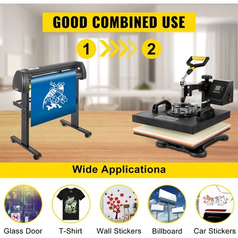 Machine de Presse Chaude 5 en 1 + Plotter de Découpe Traceur Coupe 720 mm, 38 x 38 cm Presse de Chaleur Pression de Coupe 10-500 g… (1/5)