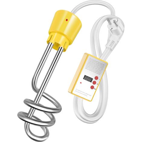 Chauffe-eau électrique 3000W avec tension d'immersion, chauffe-eau de piscine, chauffe-eau portable, adapté aux bassins, seaux,Du temps et de l'argent intelligents(jaune) (1/2)
