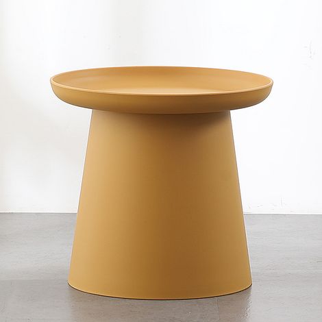 Table d’appoint ronde jaune en plastique, petite table basse moderne et minimaliste pour salon, bout de canapé, balcon, chambre et petits espaces (1/5)