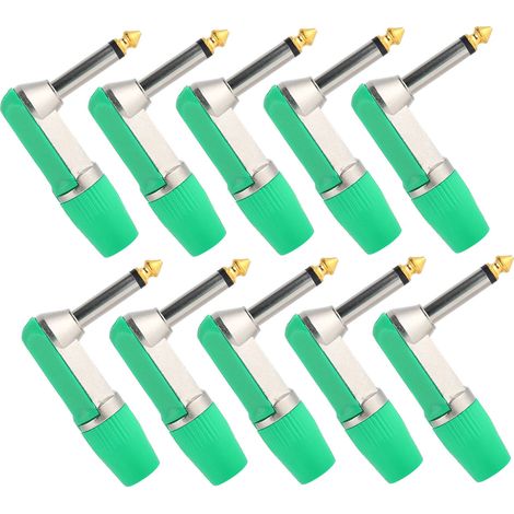 Lot de 10 adaptateurs audio XLR coudés 6,35 mm, professionnels, durables et résistants à la corrosion, pour casque audio (vert).