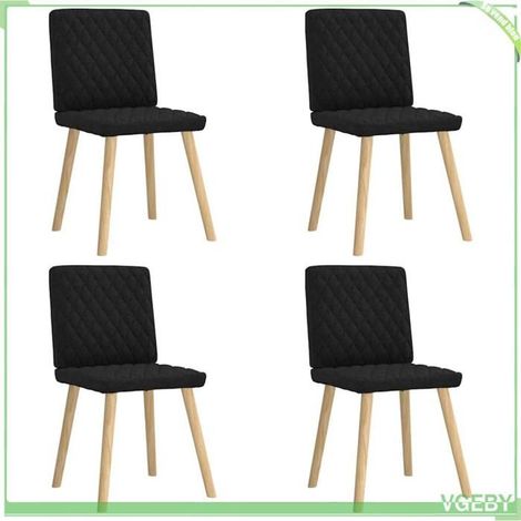 Chaise de salle à manger - 3315223 - Lot de 4 - Tissu noir - Pieds bois hévéa & structure métal (1/5)