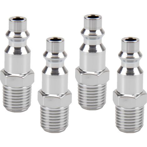 Raccord Rapide Air Comprimé, 4 Pièces Raccord Rapide 1/4 Mâle Américai, Américain Embout Compresseur Air pour Air Comprimé et Raccord de Tuyau Compresseur Raccord Pneumatique (1/5)