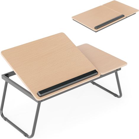 COSTWAY Vassoio da Letto, Tavolino Portatile Pieghevole per Letto con Piano Inclinabile, Tavolino Multifunzionale per Divano, Colazione a Letto, Casa, Ufficio e Viaggi (Nero) (1/5)
