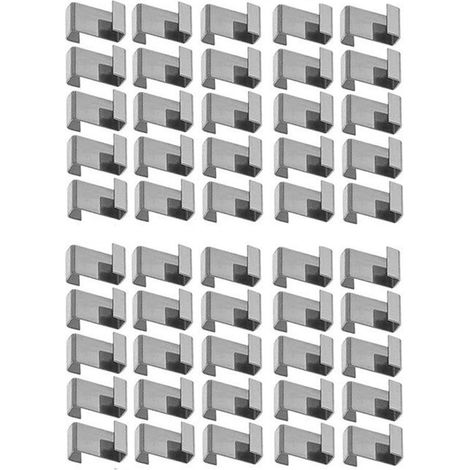 Set di 50 morsetti per vetro per serre, morsetti per vetro in acciaio inox, morsetti di montaggio, morsetti per vetro a forma di Z, tappi di protezione per morsetti per vetro, serra (1/5)
