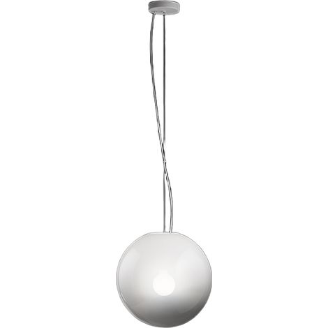 Moon sospensione in vetro e metallo bianco 1 luce attacco E27 d.30cm (1/2)
