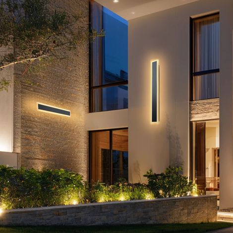 Applique Murale d'Extérieur, 6 W, Éclairage Extérieur Mural, Longue Bande Lumineuse Moderne LED, 60 cm, Blanc Chaud 3000 K, Étanchéité IP65, Lumière Multidirectionnelle, pour Porche, Garage (1/5)