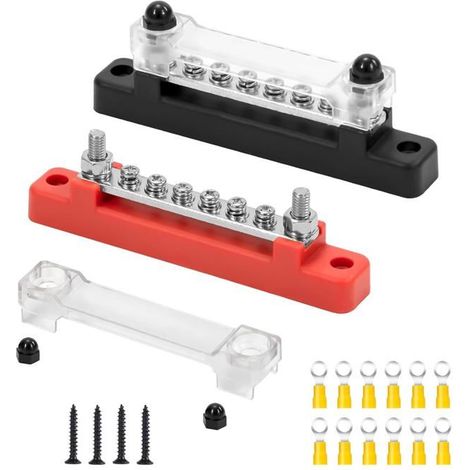 Bloc de Distribution D'alimentation 12V-48V DC Bornier électrique Barres de Distribution d'Énergie 150A (Rouge Noir) (1/5)
