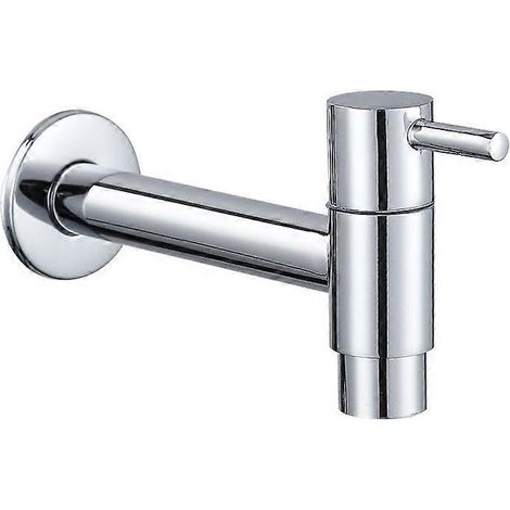 Robinet mural en laiton chromé pour eau froide, idéal pour évier, balai, lave-linge et jardin. Finition chromée. (1/5)