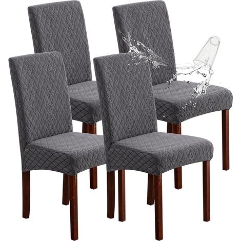 Lot de 4 Housses de Chaise Imperméables – Protection Cuisine et Salle à Manger, Gris Foncé (1/5)