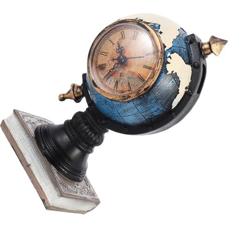 Ornement D'horloge Globe Bleu en Résine Style Européen Vintage (1/5)