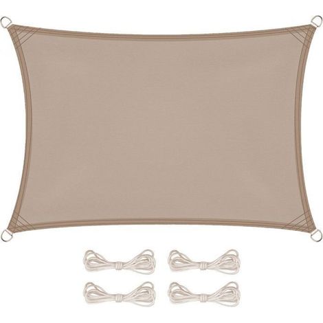 Voile d'ombrage rectangulaire imperméable et anti-UV - 2 x 3 m - Taupe (1/5)