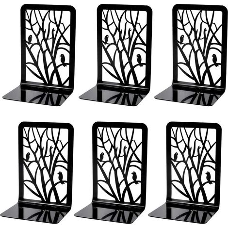 Book Ends, Book Ends, Book Ends for Shelves, 3 Pairs Heavy Duty Non-Slip Metal Bookends for Heavy Books, Decorative Book Divider Holder, Abstract Art Design Book Stopper Holders for Office, Home house