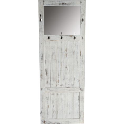 Appendiabiti da parete per armadio con gancio a muro a specchio 180 x 65 x 7 cm look shabby vintage bianco 040008177