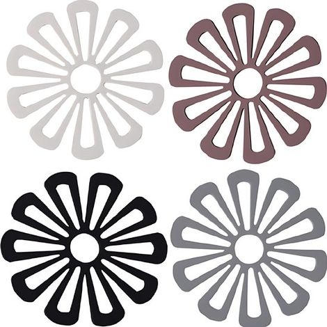 Lot de 4 articles : dessous de verre, dessous de plat, dessous de plat, dessous de plat isolant thermique, résistant à la chaleur, antidérapant, motif floral, diamètre 16,8 cm, rouge. (1/5)