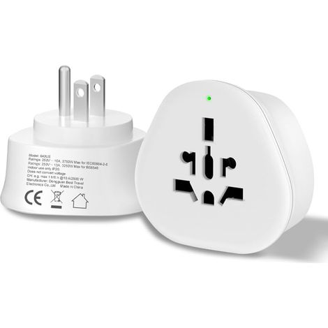 2X Adaptateur de Voyage Prise US, UK/Europe/Allemagne/France/Suisse/Brésil/Australie/Chine vers US/Canada, convertisseur de Prise Mondiale vers Prise US (840USx2) (1/5)
