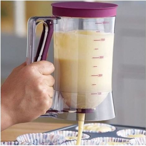 Machine à pâtes manuelle,Distributeur de pâtes à gâteaux Outil de cuisson, capacité de 900ml crêpes Muffin Cupcakes carafe à (1/4)