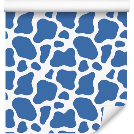 Papier peint à motifs de vaches bleu, azur et blanc pour salon et chambre 50x1000 cm (1/5)