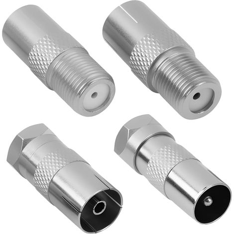 Kit de Quatre Adaptateurs Antenne TV, Connecteurs en Zinc Alliage Nickelé, Compatible avec Câble Antenne TV – pour Maison et Salon (1/5)