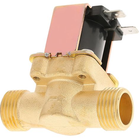 Électrovanne 1/2 DC-12V pour Eau, Vanne de Régulation 1/2" 12 V Entièrement en Laiton, Normalement Fermée, Détecteur de Débit Constant, pour Fontaines À Eau, Chauffe-Eau (1/5)