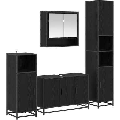 Badezimmermöbel-Set 4 pcs Schwarz Eichen-Optik Holzwerkstoff vidaXL