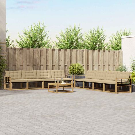 vidaXL Outdoor-Sofagarnitur 9 pcs Weiß und Beige 79 x 79 x 37 cm (1/5)