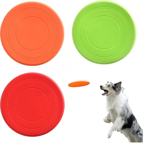 3 Packs Frisbees pour Chien Soucoupes Paoutchouc Naturel, Frisbee Jouet en Caoutchouc，Non Toxique Rubber Ronde Frisbee (1/5)