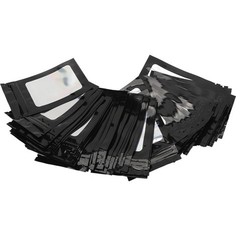 Lot de 100 sachets refermables anti-odeurs holographiques avec fenêtre transparente pour gloss à lèvres noir (1/5)
