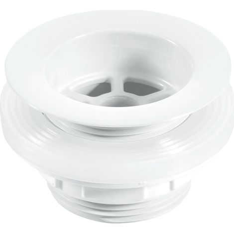 McAlpine W5 Backnut Bath Waste: 70mm White Plastic Flange x 1.5" Tail: Unslotted: White PVC Plug (1/3)