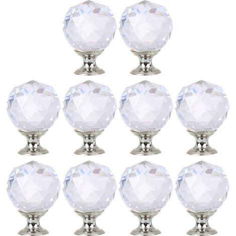 SUPVOX Lot de 10 poignées boule cristal, en cristal transparent (1/5)