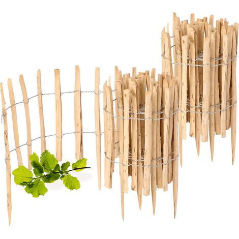 Garronda Cloture Jardin Exterieur à Planter en noisetier, clôture Jardin, clôture Bois, Bordure en Bois, ganivelle de Potager Exterieur GD-0156 Lot de 2 (Écart des Lattes: 3-5 cm, 50 cm x 5m)