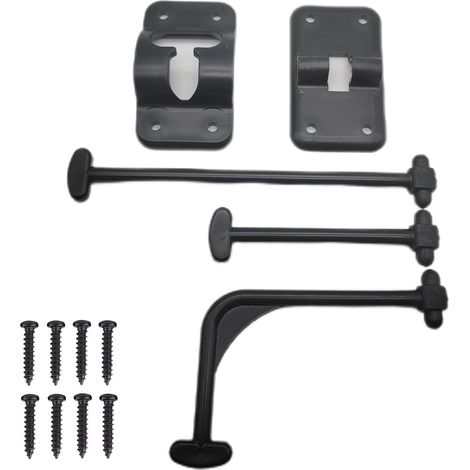Accessoires pour VR : Trois types de loquets de porte en plastique, des verrous de porte et des crochets de porte extérieurs avec 8 vis (noirs). (1/2)